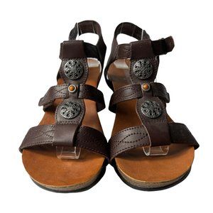 Minnetonka Women's Della Wedge Sandals Leather US Women's Size 7 Brown